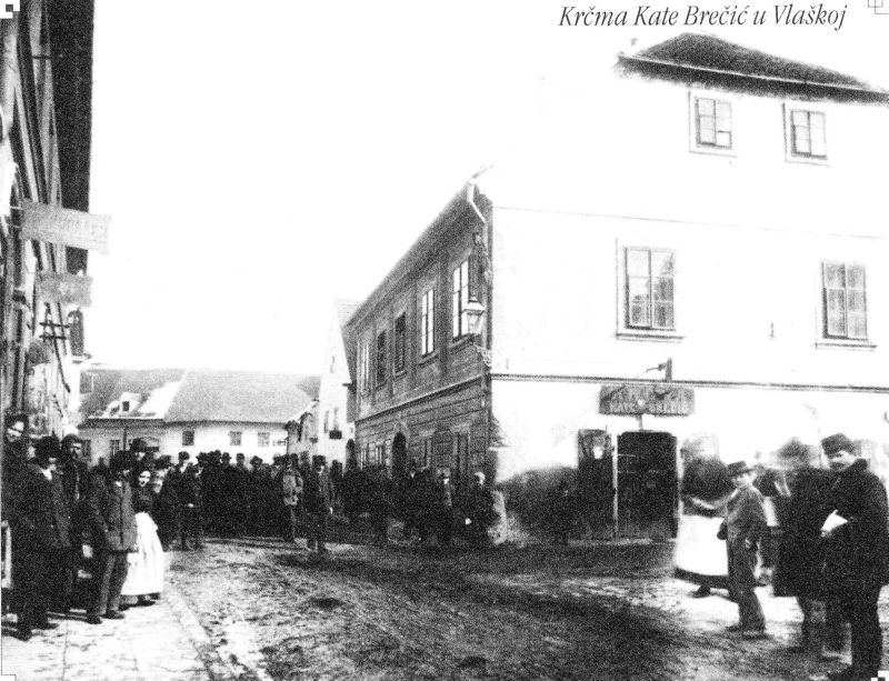 Vlaška (blatna) ulica početkom 19. stoljeća. Krčma Kate Brečić